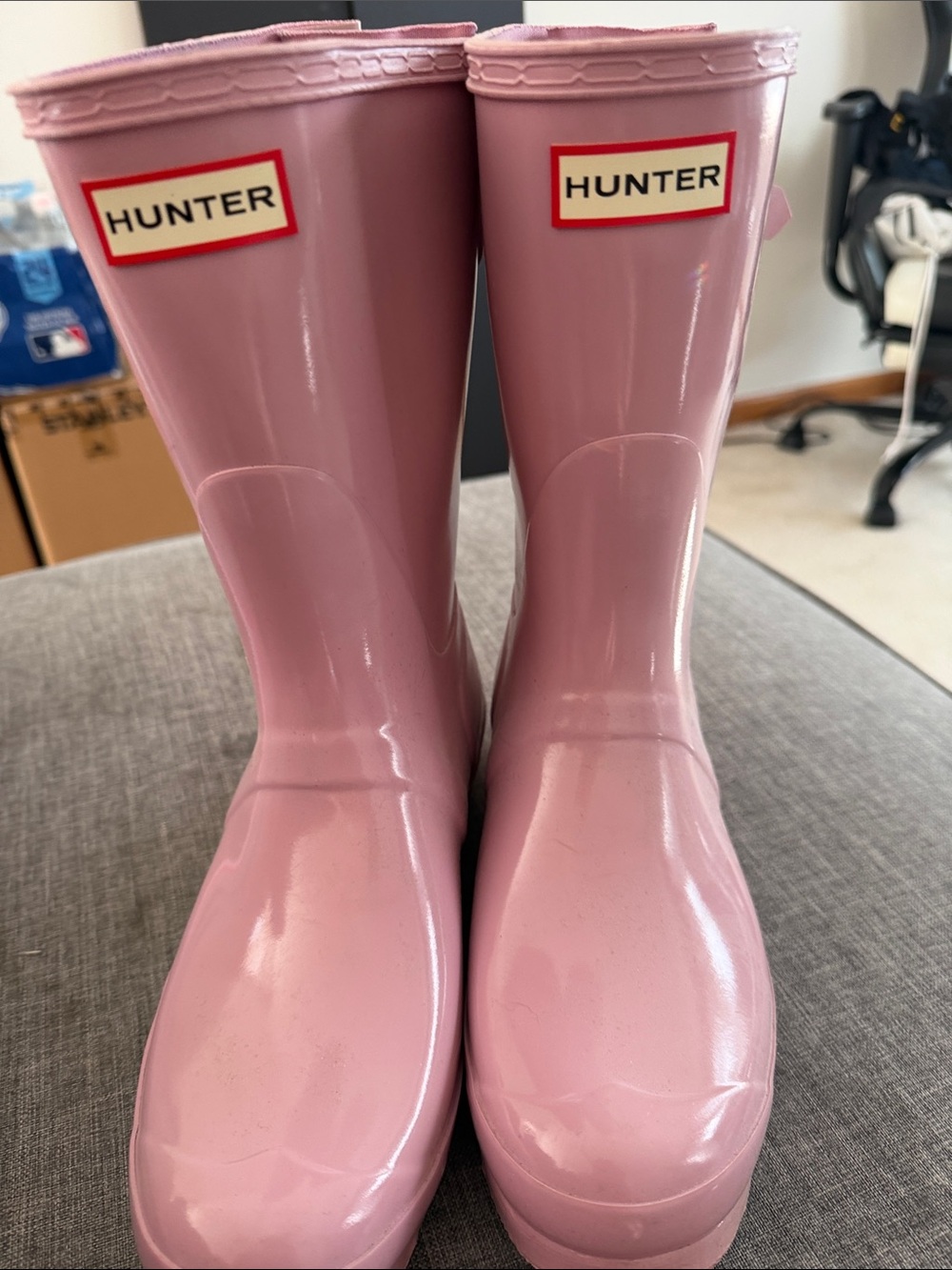 Hunter Pink Gloss Waterproof Rain Boots